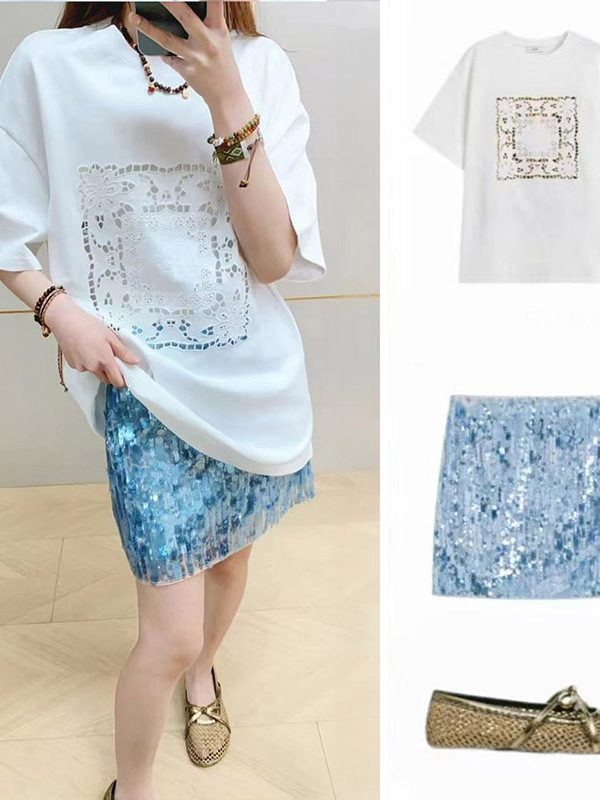 Vintage Fashion Bloggers - Vintage Embroidered Loose round Neck T-Shirt