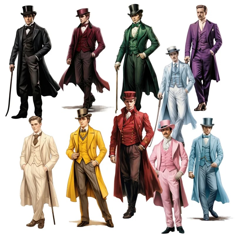 Vintage Fashion Magazine - Cute Victorian era attire gentlemen Stickers