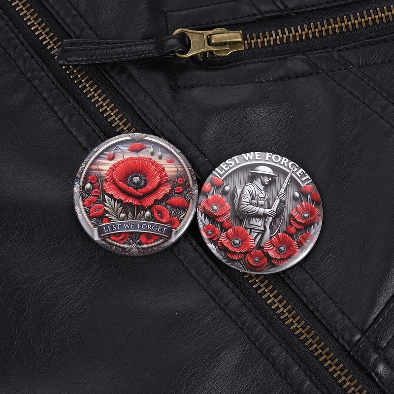 Vintage Fashion Quotes - Remembrance Day Flower Pin Button Badge