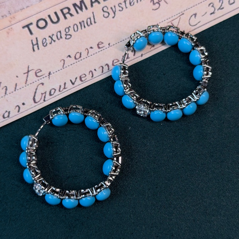 Vintage Fashion Jewelry Brands - Vintage Blue Color Turquoise Earrings Luxury