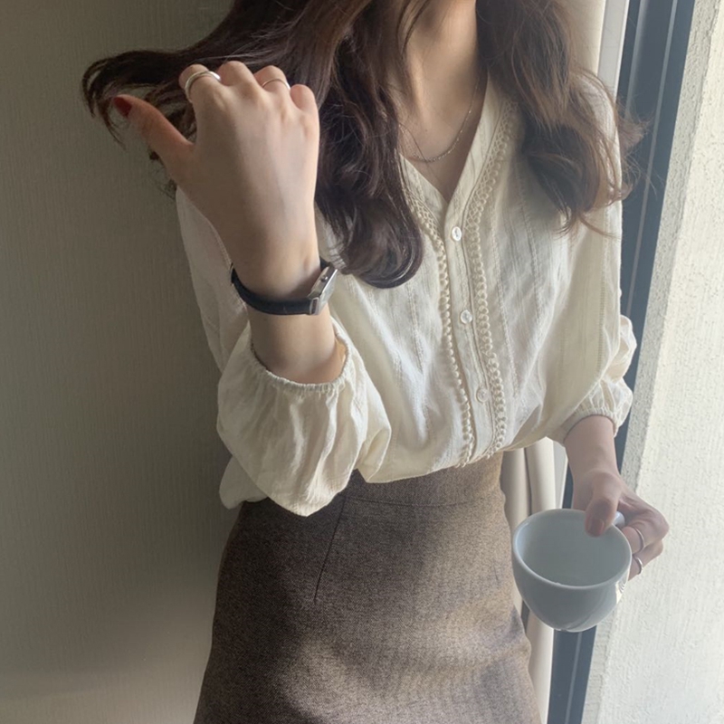Loose Long Sleeve V-Neck Women - Vintage Fashion Hong Kong のレビューと価格