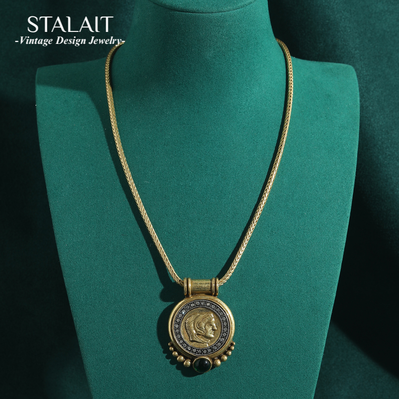 Head Ancient Coin Pendant Chok - Vintage Fashion Jewelry Brands のレビューと価格