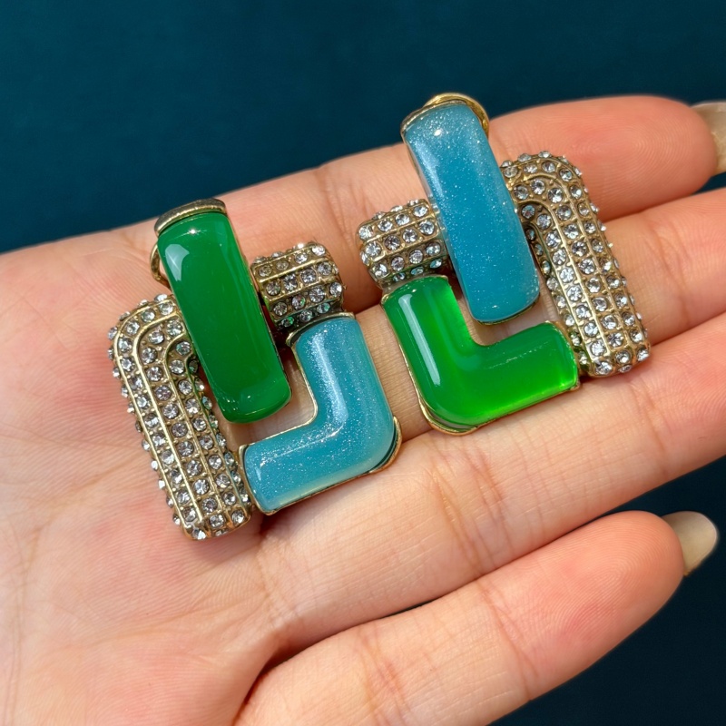 Vintage Blue Glass Green Geome - Vintage Fashion Jewelry Brands のレビューと価格