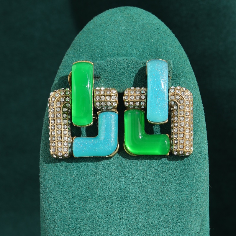Vintage Blue Glass Green Geome - Vintage Fashion Jewelry Brands のレビューと価格