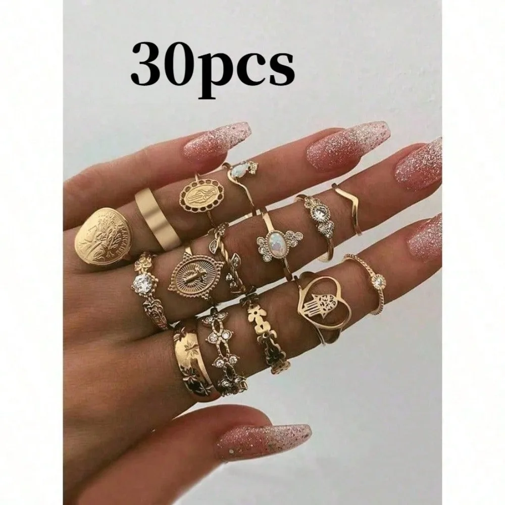 30Pcs Dainty Pattern Hair Ring - Vintage Fashion Patterns のレビューと価格