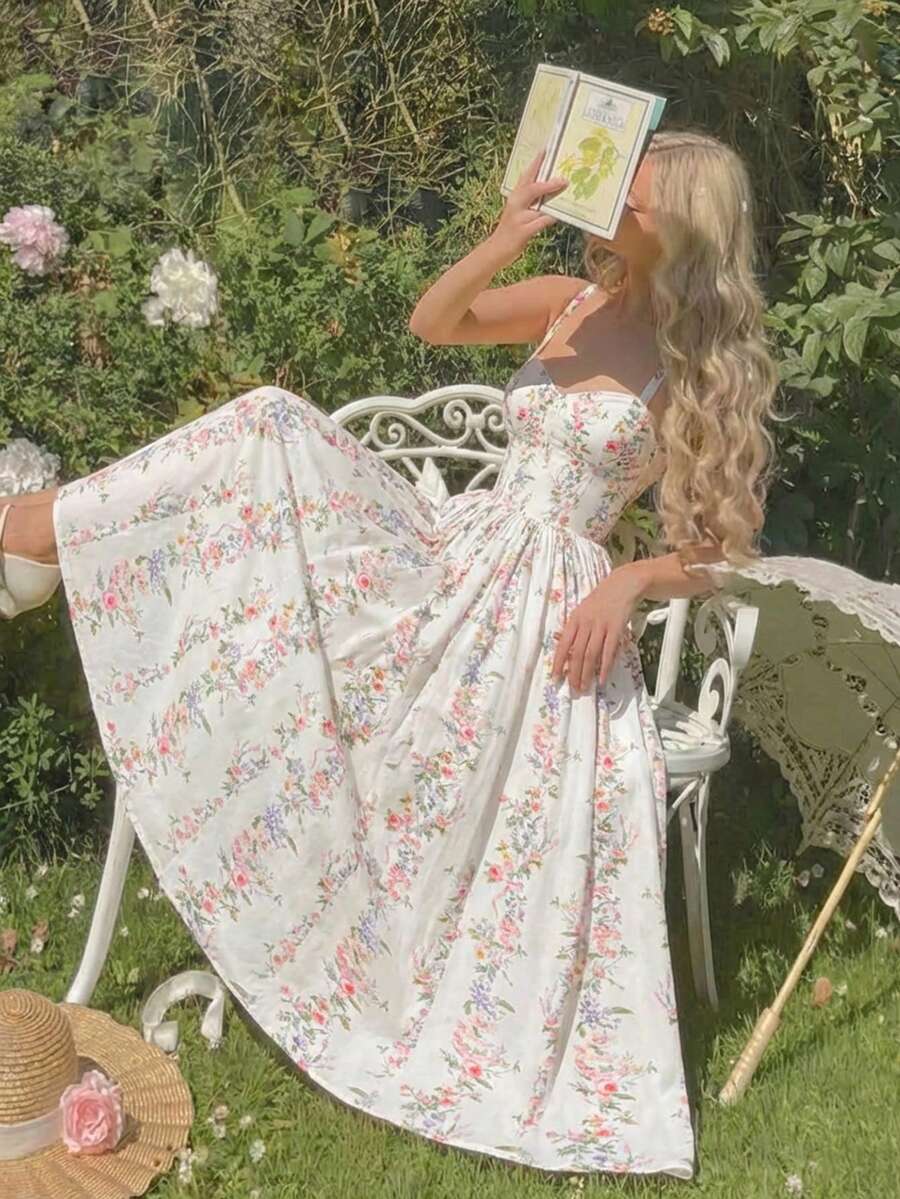 Elegant Floral Print Spaghetti - Vintage Fashion Patterns のレビューと価格