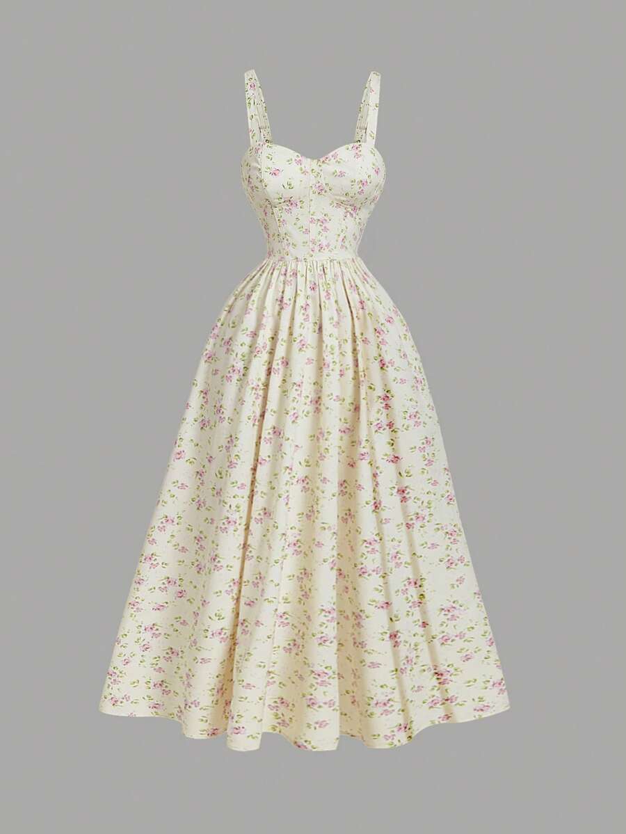 Elegant Floral Print Spaghetti - Vintage Fashion Patterns のレビューと価格
