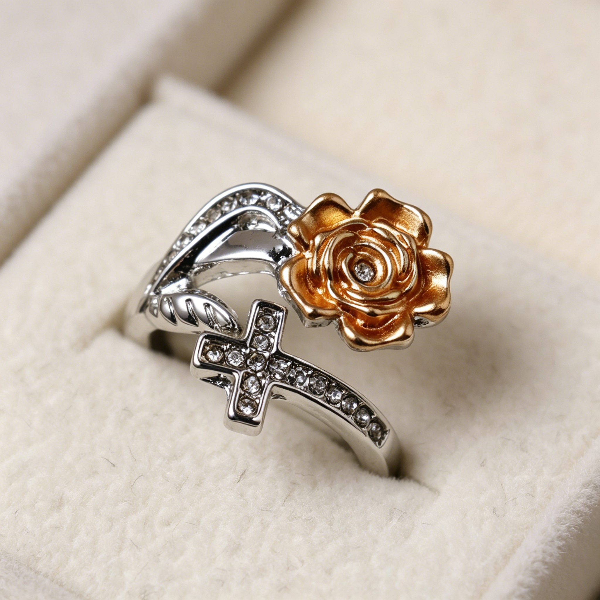 Vintage Two-Tone Rose Cross Op - Vintage Fashion Meaning のレビューと価格