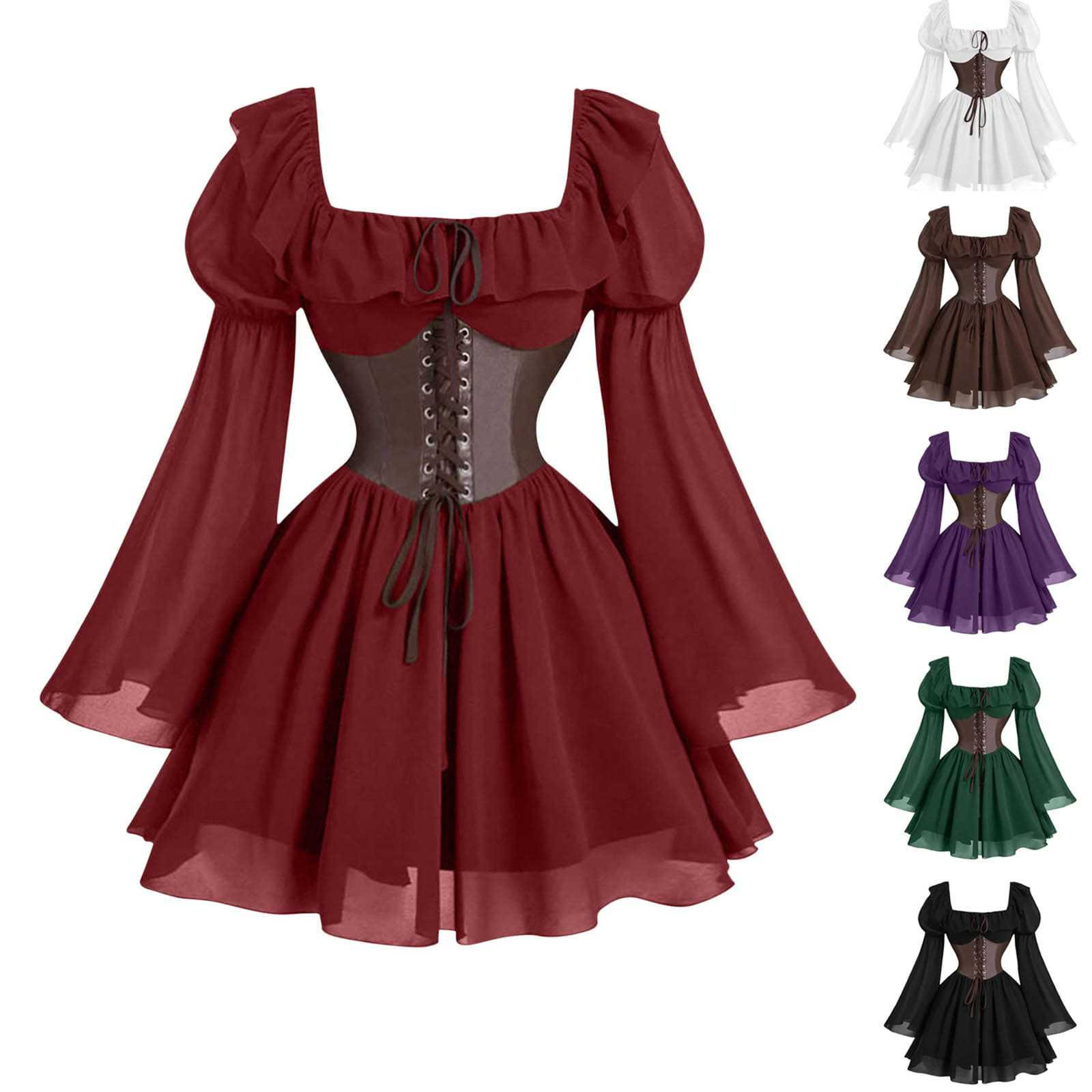 Renaissance Medieval Long Slee - Vintage Fashion Dresses のレビューと価格