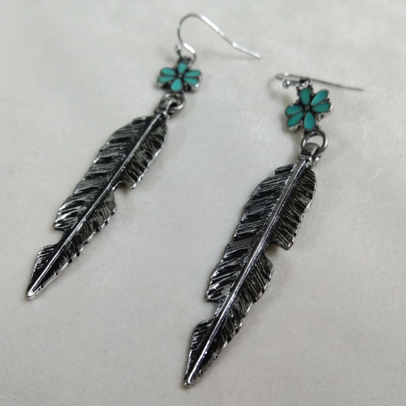 Antique Silver Feather Drop Ea - Vintage Fashion Jewelry Brands のレビューと価格