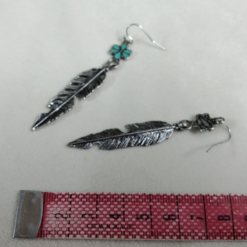 Antique Silver Feather Drop Ea - Vintage Fashion Jewelry Brands のレビューと価格