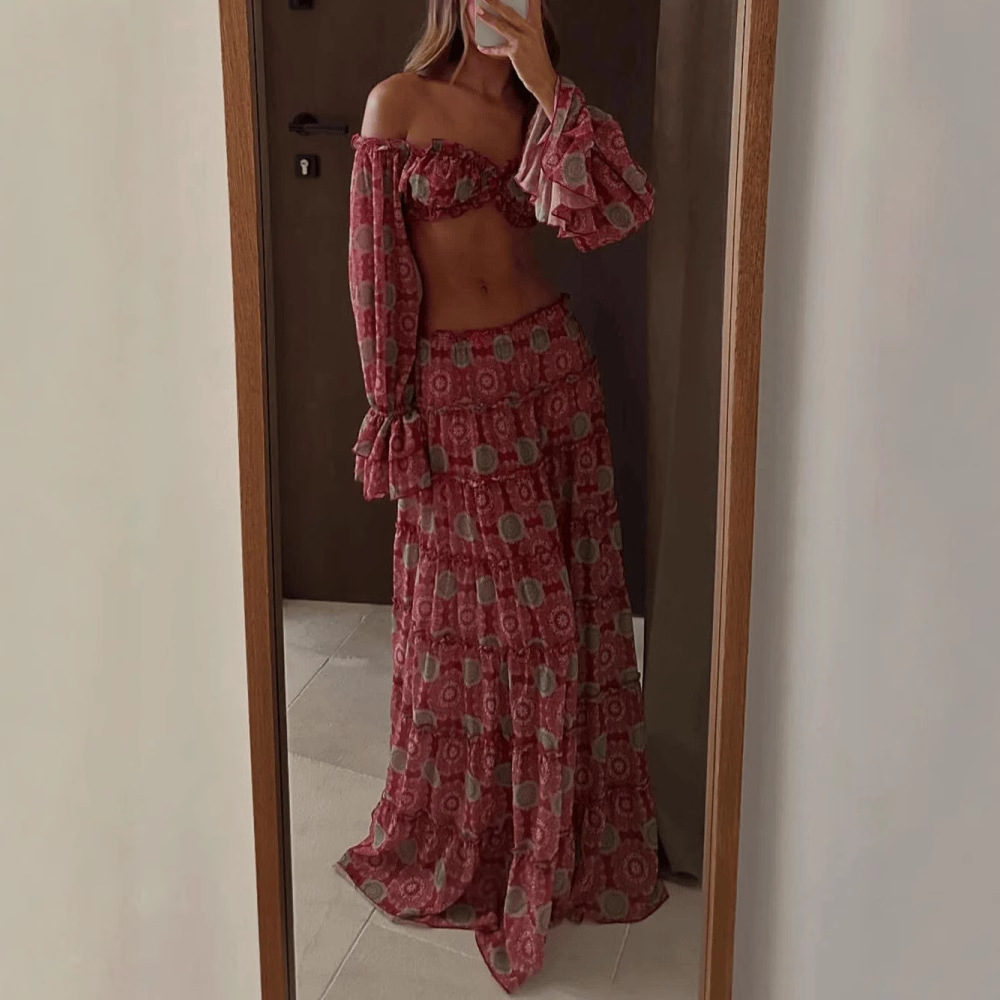 Vintage Print Skirt Two Piece  - Vintage Fashion Pieces のレビューと価格
