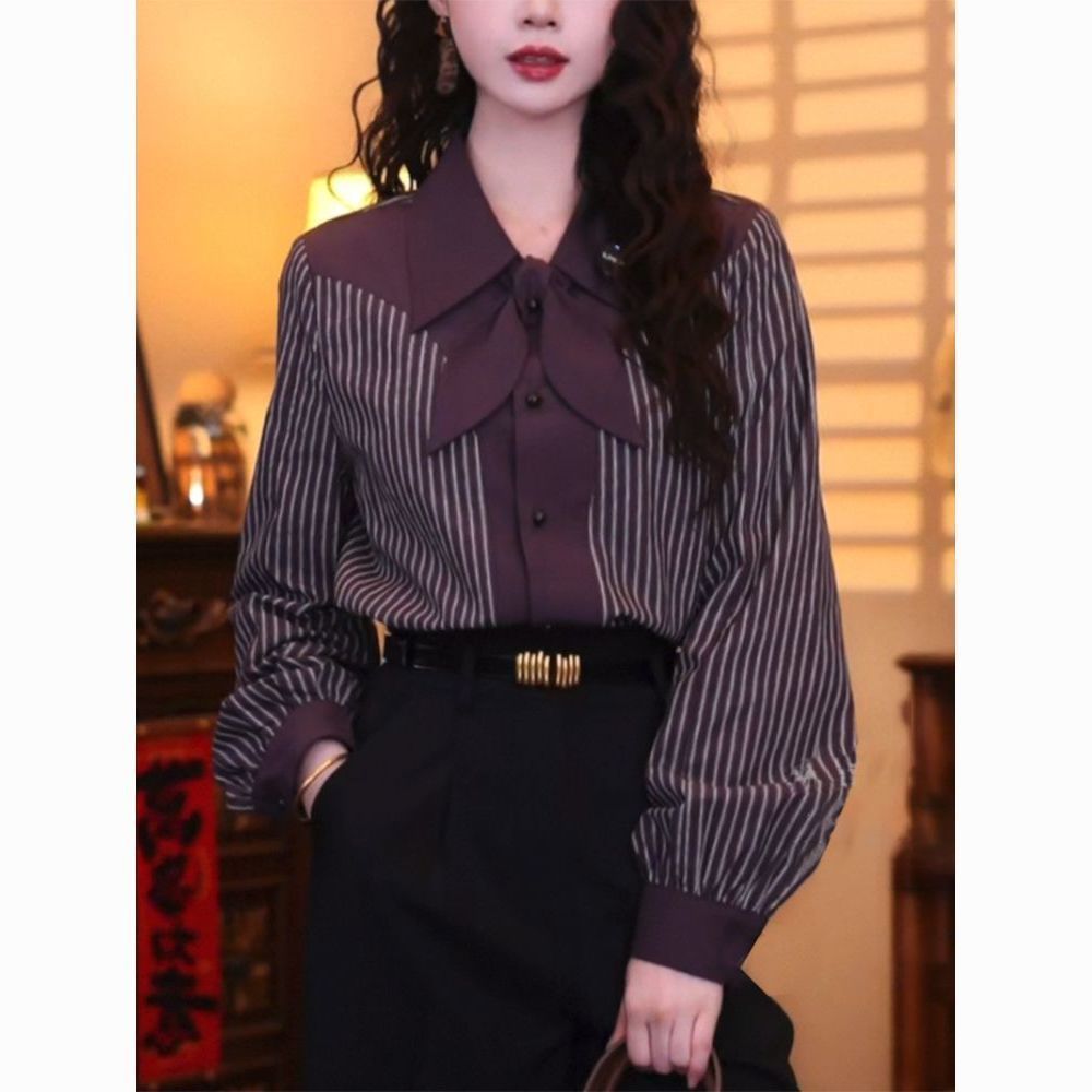Casual Stripe Long Sleeve Wome - Vintage Fashion Hong Kong のレビューと価格