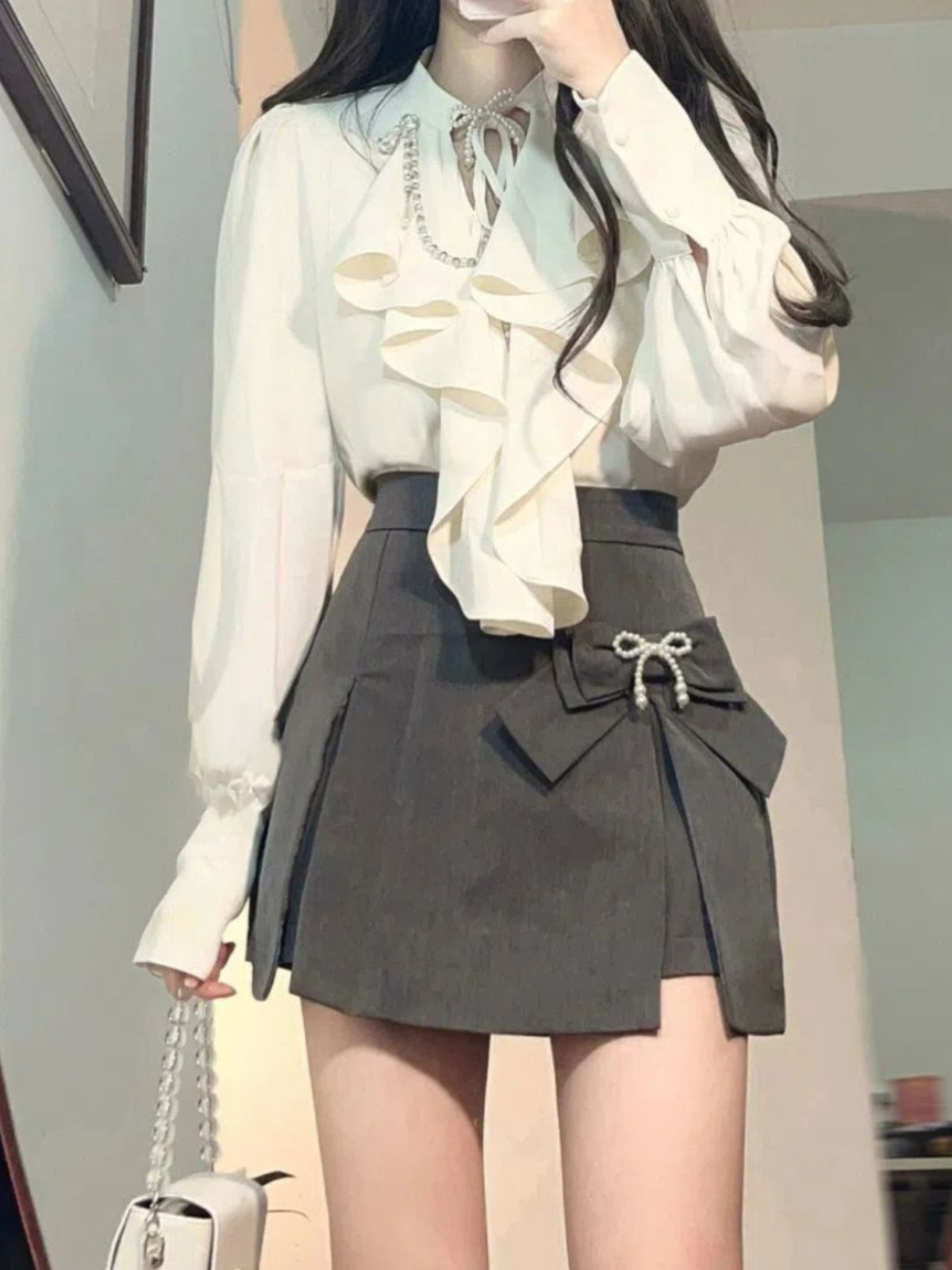 Elegant Vintage Long Sleeve Sh - Vintage Fashion Pieces のレビューと価格