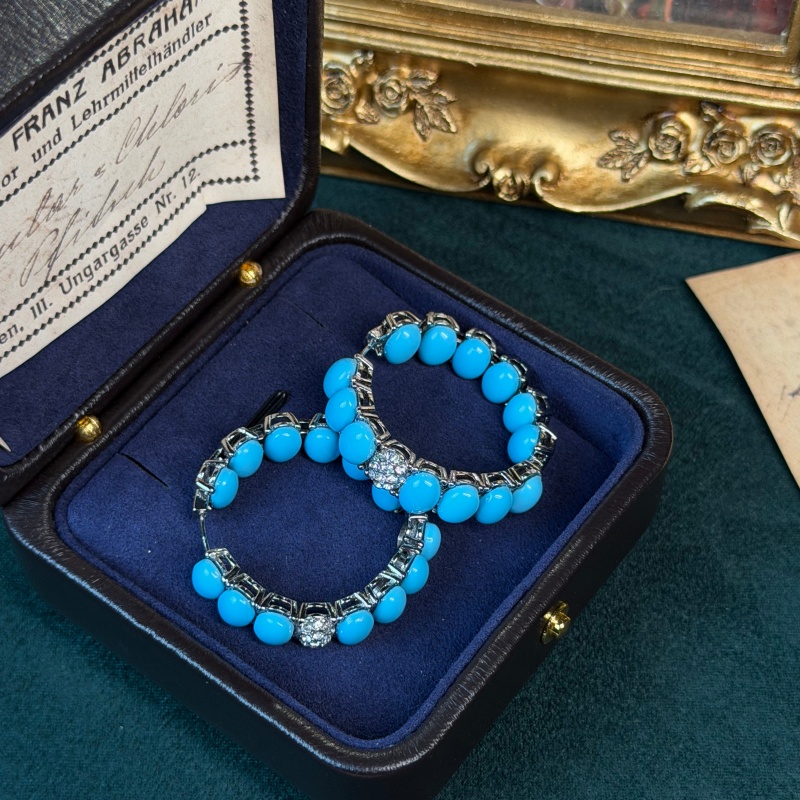 Vintage Blue Color Turquoise E - Vintage Fashion Jewelry Brands のレビューと価格