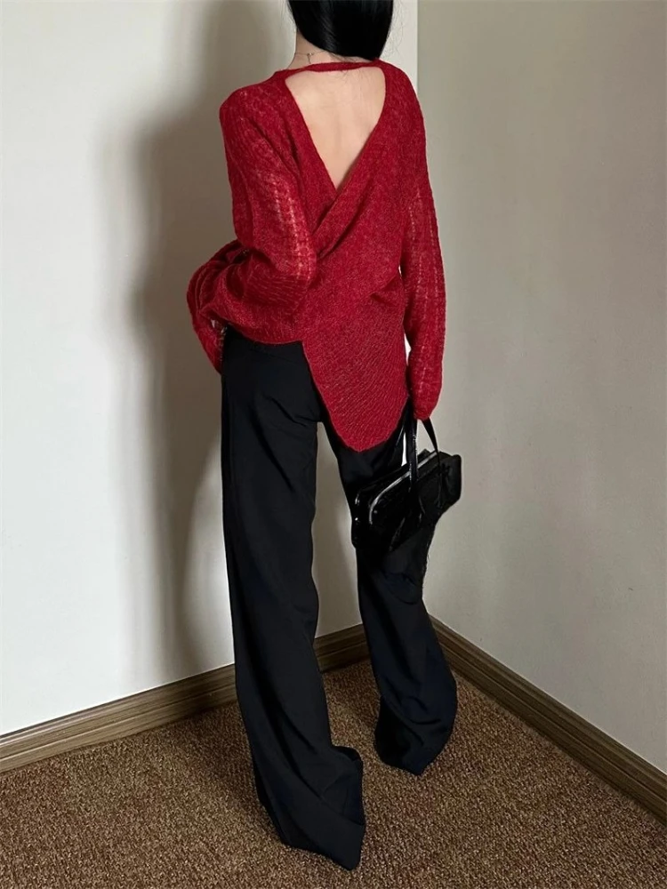 Y2K See-Through Knitted Women' - Vintage Fashion T Shirts のレビューと価格