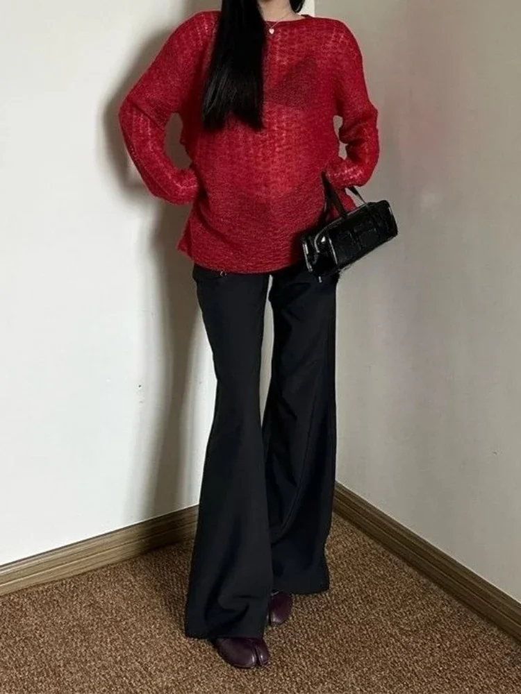 Y2K See-Through Knitted Women' - Vintage Fashion T Shirts のレビューと価格