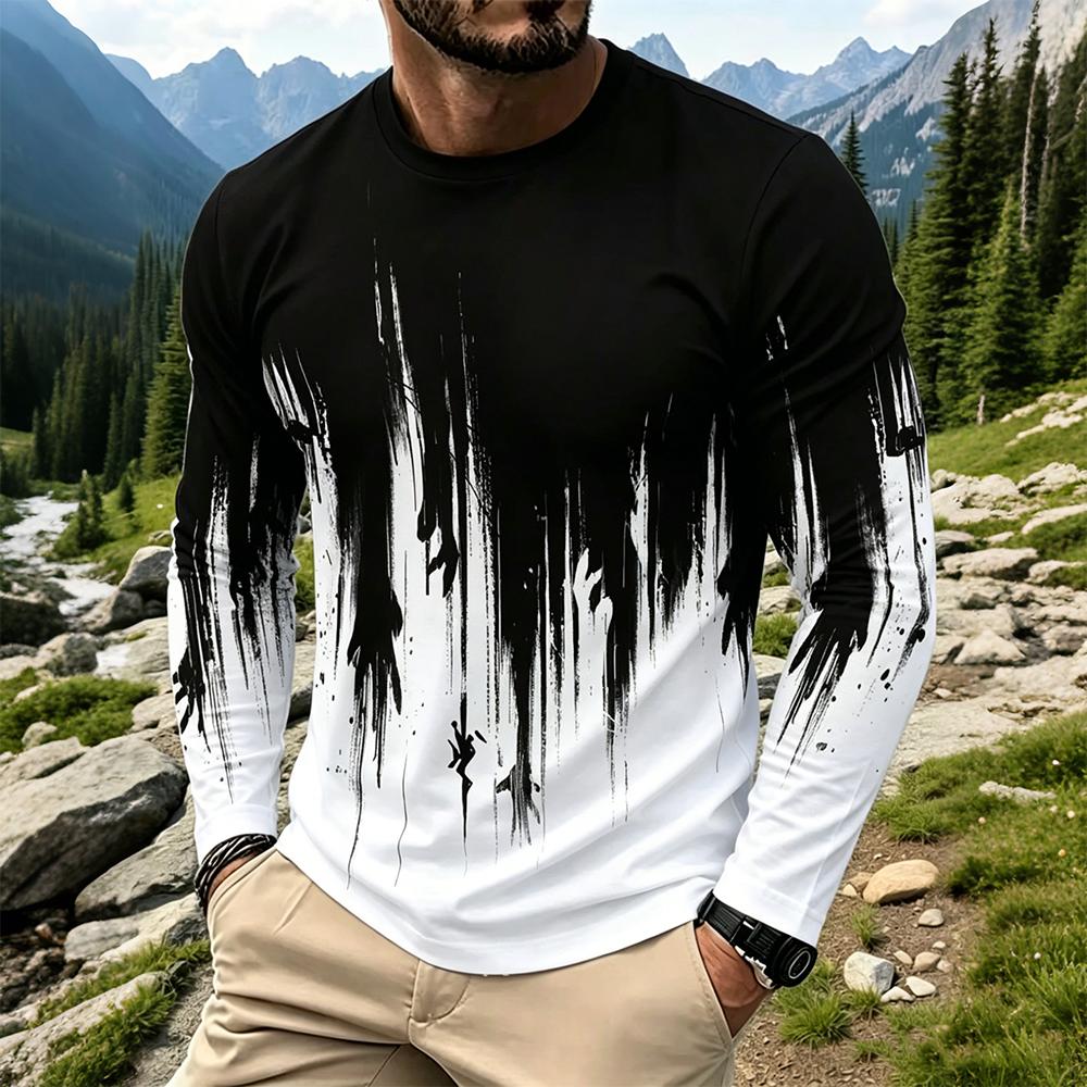 Men's Gradient Ink Splash Long - Vintage Fashion T Shirts のレビューと価格